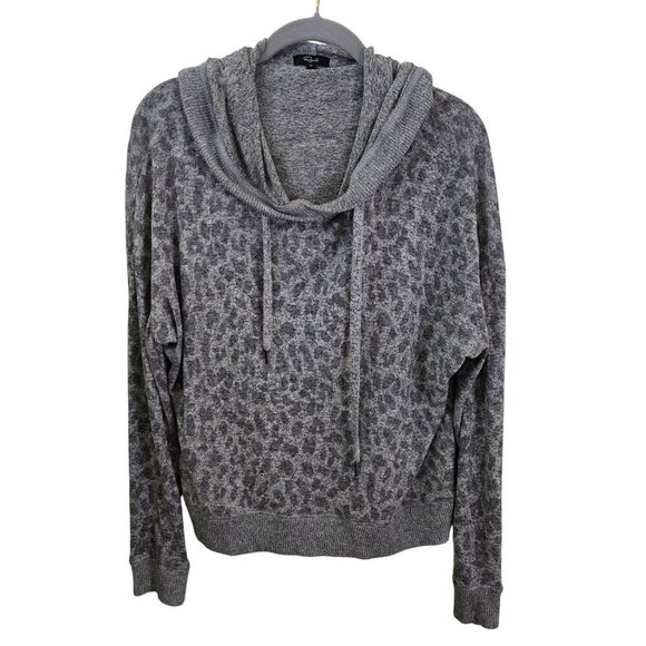 Rails Murray Sweatshirt Melange Grey Leopard Pullover Hooded Size M - Picture 2 of 10